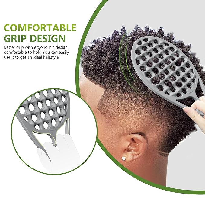 KOUPA Magic Silicone Curly Hair Brush, One Piece Twist Curl Comb for Afro Curls, Washable Hair Tool for Men Women, Grey, 1 Piece