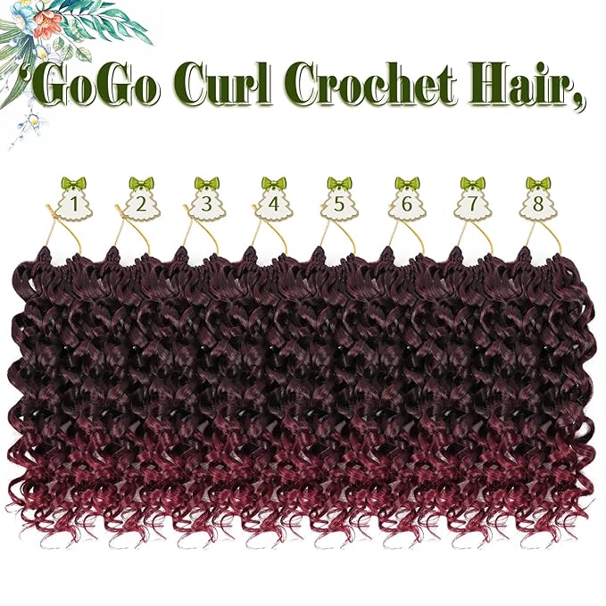 Vomella GoGo Curl Crochet Hair for Black Women 8 Packs 12 Inch Water Wave Curly Crochet Hair Ocean Wave Beach Curl Synthetic Crochet Hair Extensions(Tbug#)