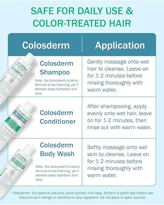 Eczema Cream Shampoo Treatment for Sensitive Skin for Kids & Adults- Colostrum & Colloidal Oatmeal -Itchy Scalp Anti Dandruff Eczema Shampoo for Scalp Women & Men, 16 fl oz, Made in USA