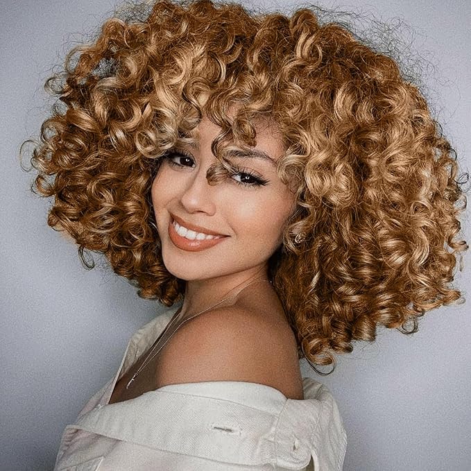 Blonde Short Jamaican Bounce Crochet Hair Light Brown 5 Packs 2X Ringlet Wand Curl Crochet Hair 8 Inch Curly Crochet Hair Extensions 27# Curly Crochet Braiding Hair 100 Roots
