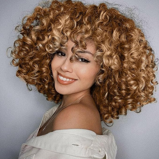 Blonde Short Jamaican Bounce Crochet Hair Light Brown 5 Packs 2X Ringlet Wand Curl Crochet Hair 8 Inch Curly Crochet Hair Extensions 27# Curly Crochet Braiding Hair 100 Roots