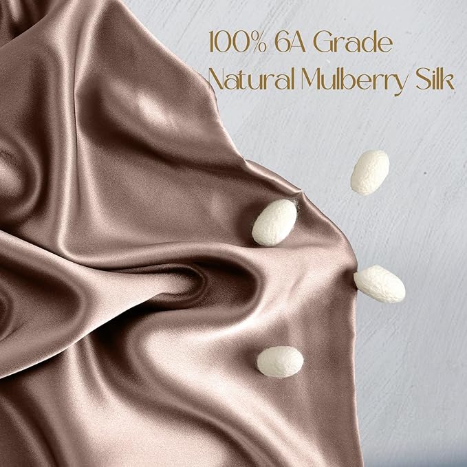 ZIMASILK 100% Pure Mulberry Silk Pillowcase for Hair and Skin Health,Soft and Smooth,Both Sides Premium Grade 6A Silk,600 Thread Count,with Hidden Zipper,1pc(Standard 20''x26'',Gray Brown)