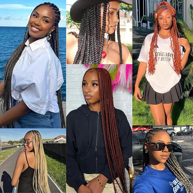 Red Brown Braiding Hair Pre Stretched Hypoallergenic Prestretched Braiding Hair Extensions Synthetic Knotless Ez Braid Non Toxic Itch Free