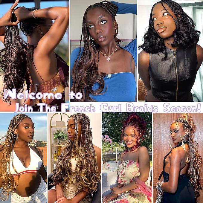 French Curly Braiding Hair Prelooped 12 Inch Dark Auburn Crochet Hair for Women 8 Packs Short Crochet Braids with Curly Ends Synthetic Hair Extension 33#