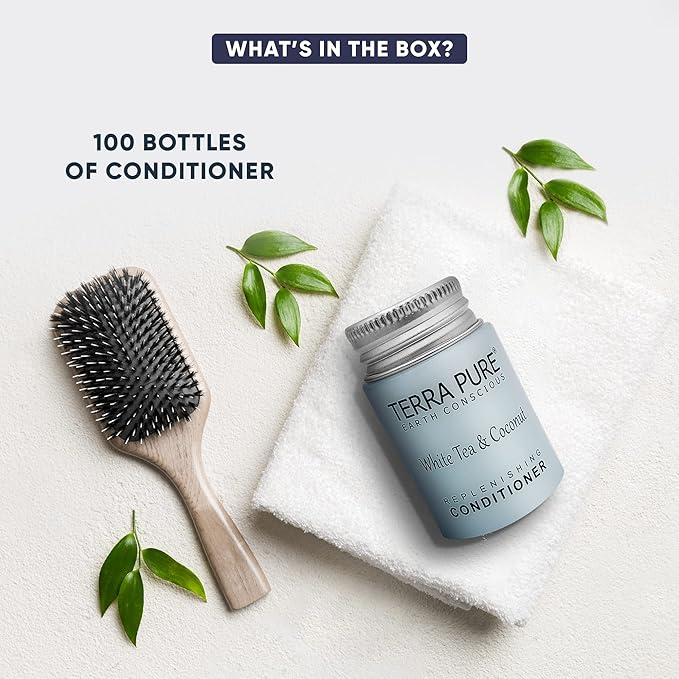 Terra Pure White Tea & Coconut Conditioner, Travel Size Hotel Amenities, 1 oz. (Case of 100)