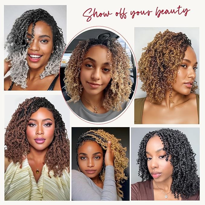 Yanky Twist Crochet Hair, PILLUGER Yaki Twists Hair Micro Spring Twist Braids,9 Packs Pre-looped passion Twist Brown Senegalese With Curls Crochet Synthetic Hair Extensions(1B)