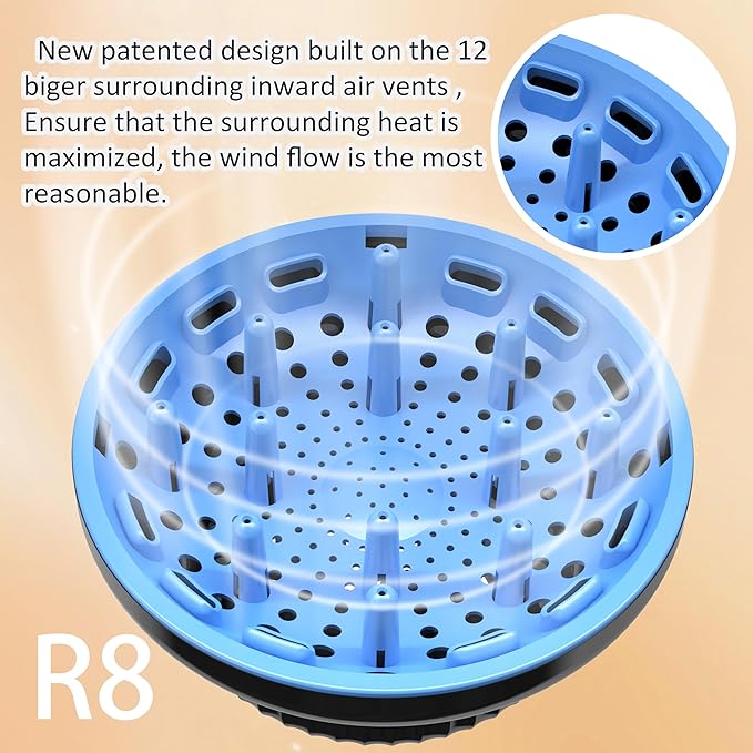 Universal Portable Blow Dryer Diffuser for Curly and Natural Wavy Hair, Hair Dryer Diffuser for Curly and Natural Wavy Hair (Black&Blue)
