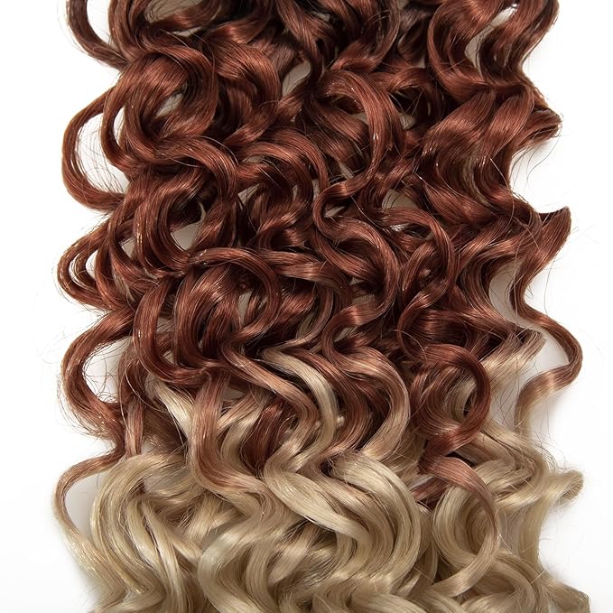 YXCHERISHAIR 8 Packs Curly Crochet Hair GoGo Curl Crochet hair for Women Deep Wave Braiding hair,Synthetic Bohemian Crochet Braid Water Wave Crochett hair Extensions(Ombre Brown Blonde, 18inch)