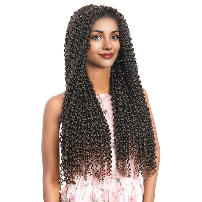 RIHANNAHAIR 7 Packs Passion Twist Hair 24 Inch Pre Looped Water Wave Crochet Hair Spring Twist Bohemian Braids for Black Women