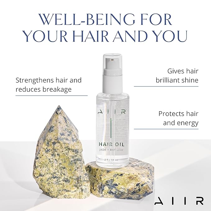 AIIR Jade Hair Oil - Treatment for Dry, Damaged or Curly, Frizzy Hair - Brilliant Shine and Moisture Lock, Hair Products for Women - 2 fl oz