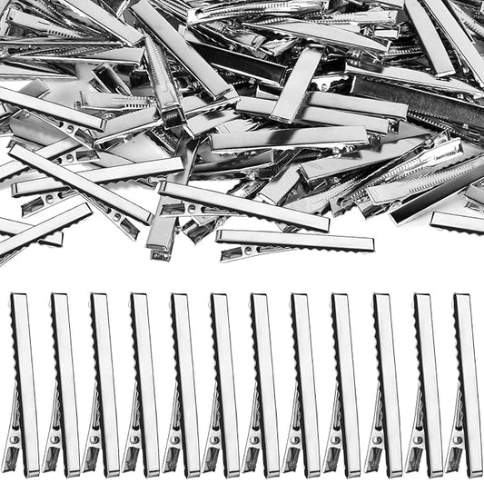 YGDZ Alligator Hair Clips, 120pcs 2.17 Inch Silver Hair Clips Single Prong Flat Metal Hair Bow Alligator Clips for Bows Making Crafts(5.5cm)