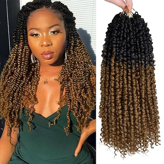 NAYOO Passion Twist Hair - 8 Packs 16 Inch Passion Twist Crochet Hair For Women, Crochet Pretwisted Curly Hair Passion Twists Synthetic Braiding Hair Extensions(16 Inch 8 Packs, OT27)