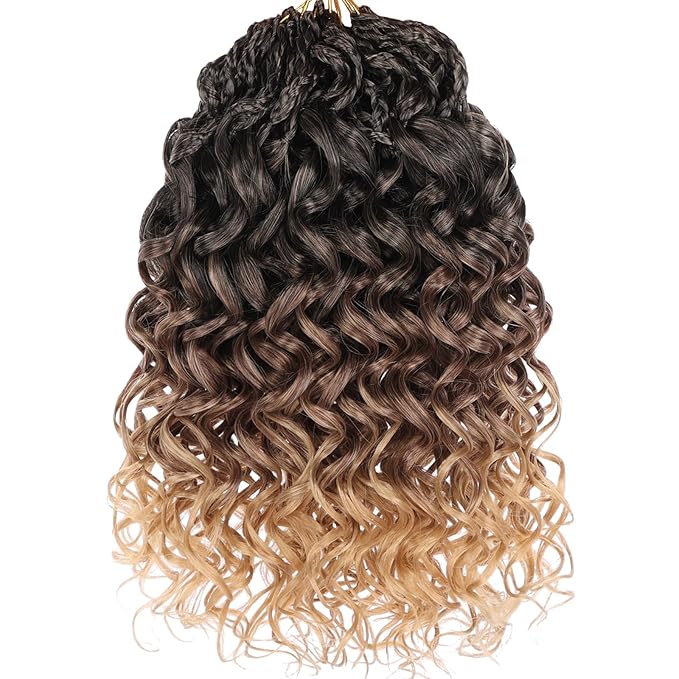 XTREND 10 Inch Gogo Curl Crochet Hair, 8 Packs, Pre-looped Deep Wave, Natural Water Wave, Curly Beach Curl, Box Braids, Braiding Hair Extensions for Women (16Strands/pack 1B3027#)