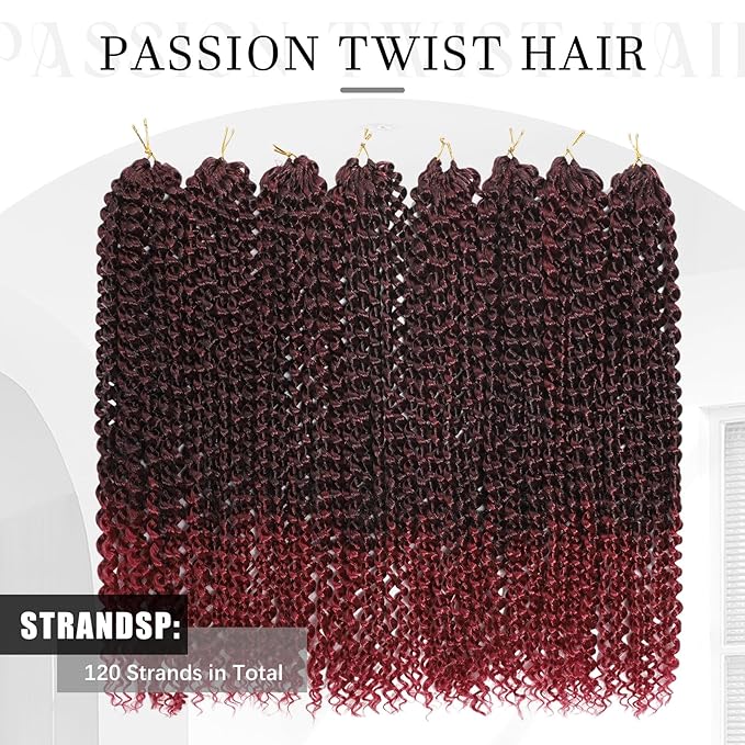 Passion Twist Hair 16 Inch 8 Packs Water Wave Crochet Braids Pre Looped Bohemian Braiding Hair Extensions for Black Women Natural Boho Locs Style （T/Bug#）