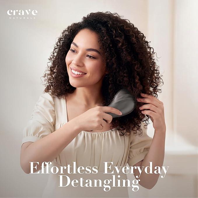 Crave Naturals Detangling Hair Brush Large Black – Glide Thru Hair Detangler Brush for Women, Kids & Toddlers – Gentle Scalp Care, No-Pain Tangle-Free Hairbrush for All Hair Types
