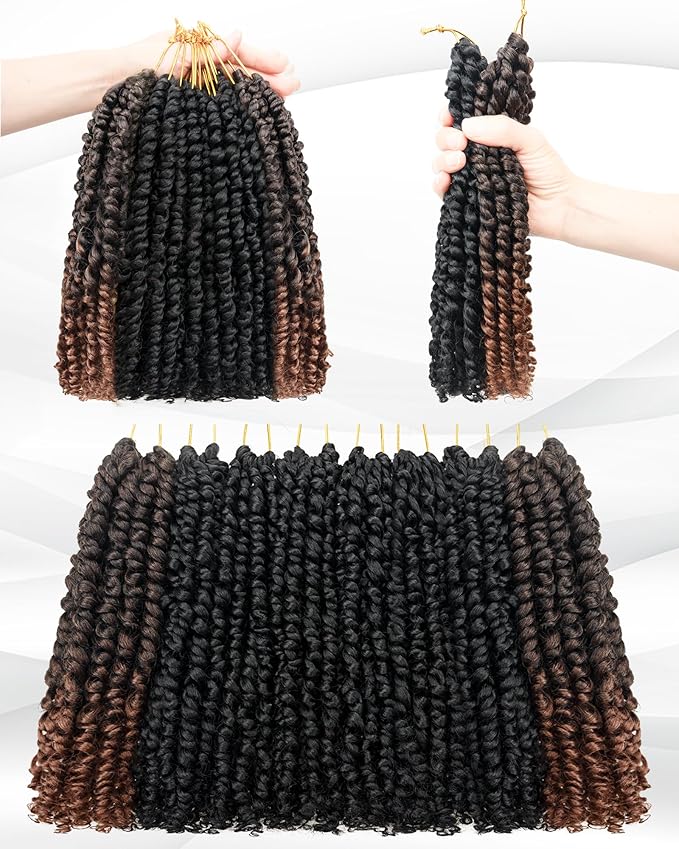 Passion Twist Crochet Hair-Mixed Color Combo Pack(6 packs 1B+2 packs T1B/30),Pre-twisted Pre Looped Synthetic Braided Hair Extensions For Black Women and Kids(10"-8 Packs,1B+T30)