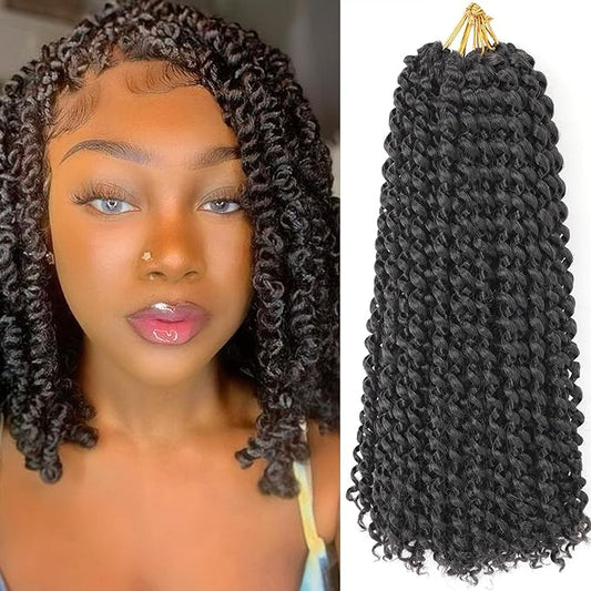 Passion Twist Hair 14 Inch 7 Packs Water Wave Crochet Hair 2# Color Wrap Braiding Hair For Passion Twist Crochet Hair/Butterfly Locs/Spring Twist Crochet Braids Boho Hair Extension (14 Inch,2#)