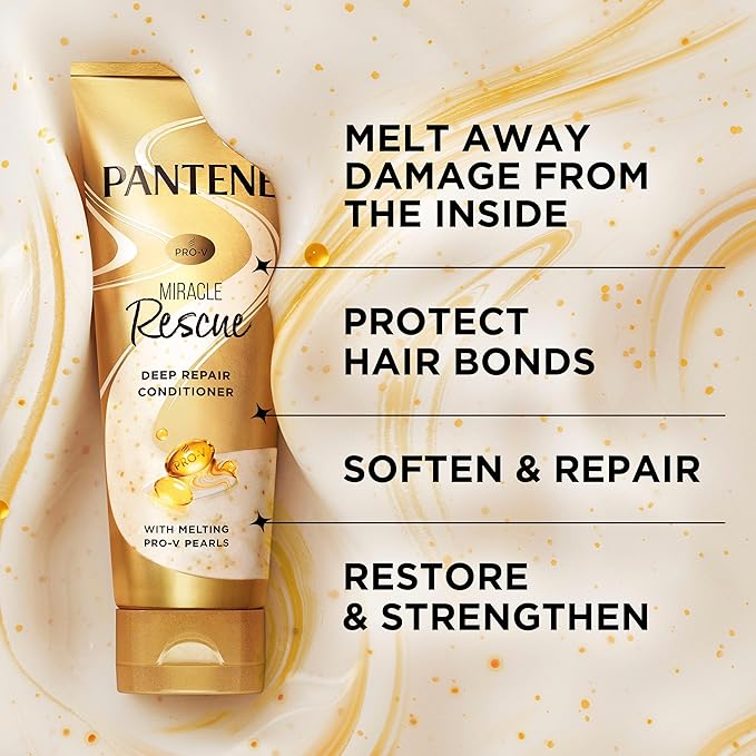 Pantene Miracle Rescue Deep Conditioner with Melting Pro-V Pearls - For Dry, Damaged, or Color-Treated Hair - Intense Moisture & Repair - 8.0 Oz (Pack of 12)
