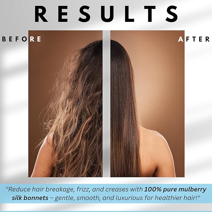 100% Mulberry Silk Bonnet for Women – Handmade in USA, 19 Momme Double-Layer Reversible Hair Wrap, Non-Slip Sleep Cap for Curly & Natural Hair, Luxury Hair Protection (Blue Peonies)