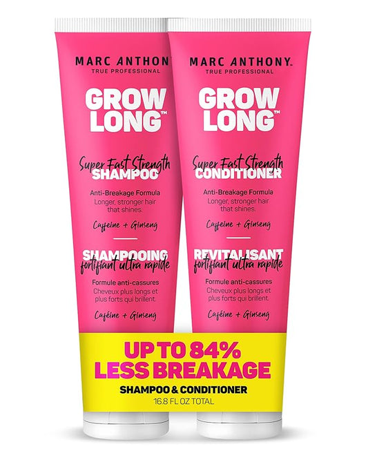 Marc Anthony Shampoo and Conditioner Set, Grow Long Biotin - Anti-Frizz Deep Conditioner For Split Ends & Breakage - Vitamin E, Caffeine & Ginseng for Curly, Dry & Damaged Hair