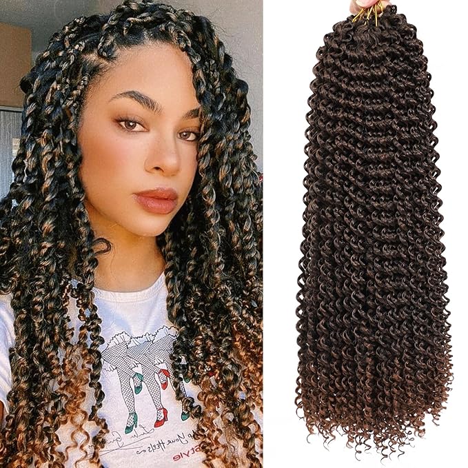 Passion Twist Hair, 18 Inch 7 Packs Water Wave Crochet Hair,Ombre Wrap Braiding Hair For Passion Twist Crochet Hair/Butterfly Locs/Spring Twist Crochet Braids Hair Extension (18 Inch, 1B/30#)