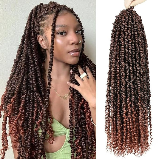 Passion Twist Hair - 8 Packs 22 Inch Passion Twist Crochet Hair For Women, Crochet Pretwisted Curly Hair Passion Twists Synthetic Braiding Hair Extensions (22 Inch 8 Packs, T350)