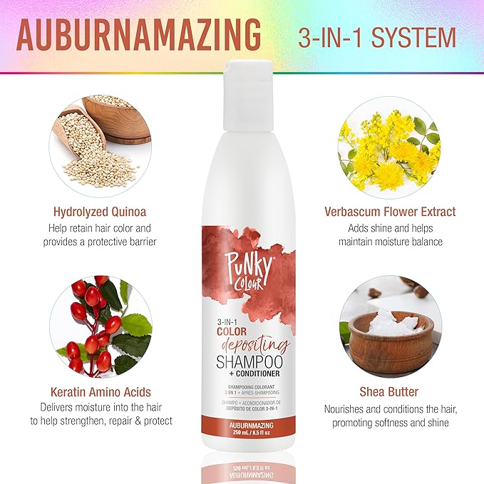 Punky Colour 3-in-1 Color Depositing Hair Cleanser & Conditioner, 8.5 fl oz. (AuburnAmazing)