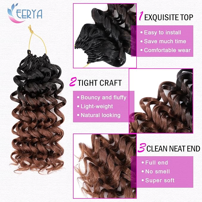 7 Packs GoGo Curl Crochet Hair 10 Inch Short Curly Crochet Hair for Women Deep Wave Beach Curl Crochet Braids Synthetic Braiding Hair Extensions(10 Inch, OT30)