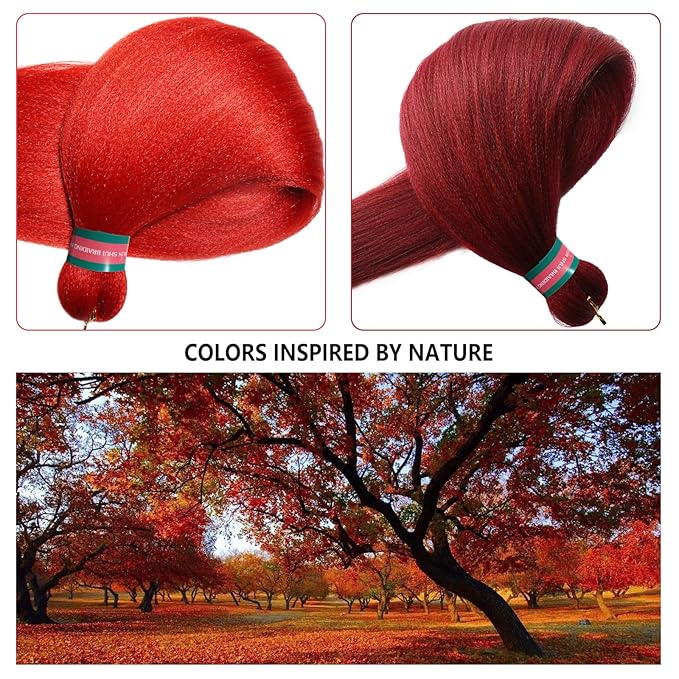 Red-Burgundy Pre stretched Braiding Hair 2 Packs Pre feathered Braid Hair Extensions 30 Inches Hair Braids