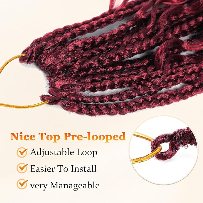 9 Packs Goddess Box Braids Crochet Hair 14 Inch Boho Crochet Box Braids With Curly Ends For Black Women, Bohomian Crochet Box Braids Pre Looped Box Braids Crochet Hair(14Inch 9Packs, BUG)