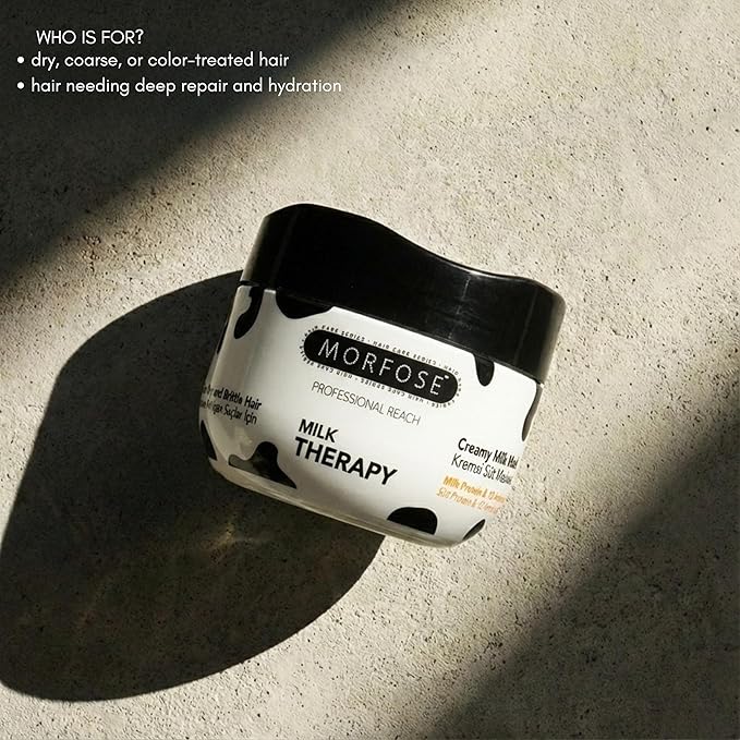 Morfose Professional Hair Mask for Dry, Damaged, or Brittle Strands 16.9 Fl oz (Milk Therapy)