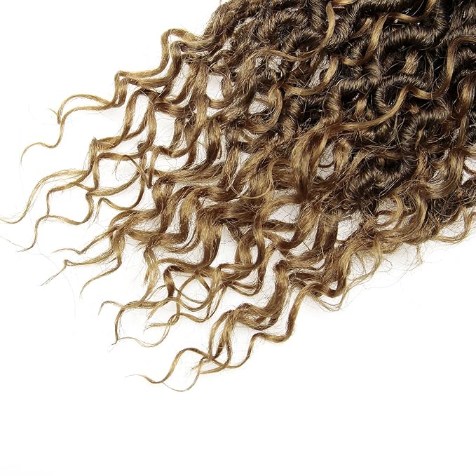 Goddess Locs Crochet Hair 12Inch Faux Locs With Curly Ends 8Packs Pre-looped Boho River Locs Hippie Bohemian Locs Crochet Hair(1B/27, 12inch(Pack of 8))