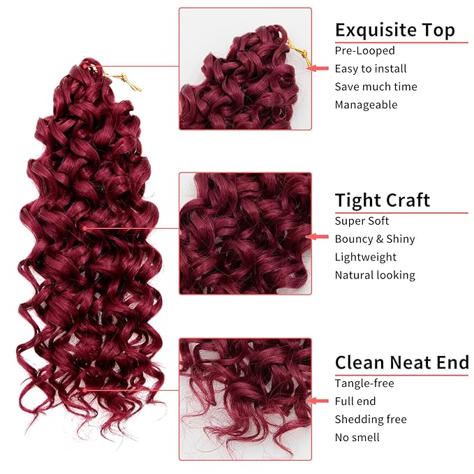 QRHSUKA GoGo Curl Crochet Hair Short Curly Crochet Hair for Women Beach Curl Water Wave Deep Twist Crochet Braids Synthetic Braiding Hair Extensions (12 inch(Pack of 6), #118)
