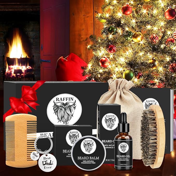 Gifts for Dad, Beard Kit & Keychain - Practical & Thoughtful Combo, Birthday/Christmas Gifts for Dad/Stepdad/Father/Daddy, Men's Self-care Set & Constant Keepsake, Dad Gifts from Kids Son Daughter