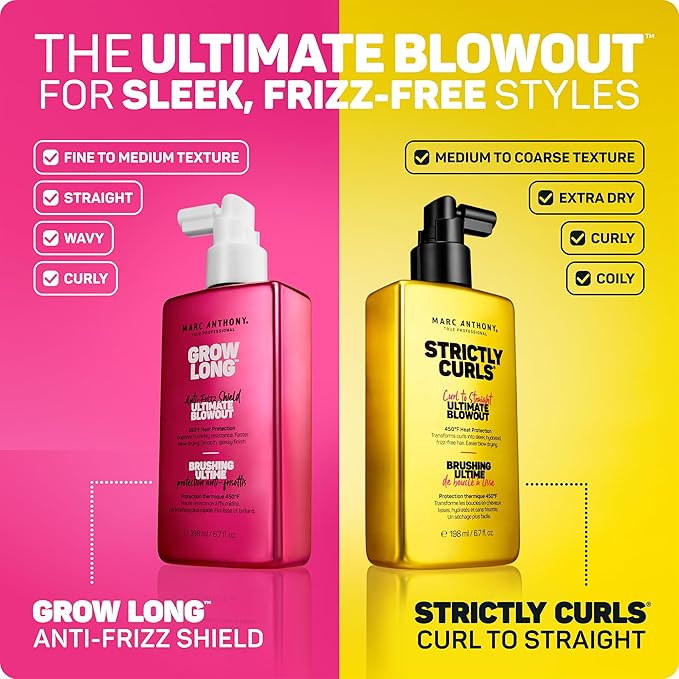 Marc Anthony Anti-Frizz Shield Ultimate Blowout Spray, Grow Long - Smooth, Shiny Hair in High Humidity - Heat Protectant - 6.7 oz | Grow Long, Smooth, Shiny Hair, in High Humidity