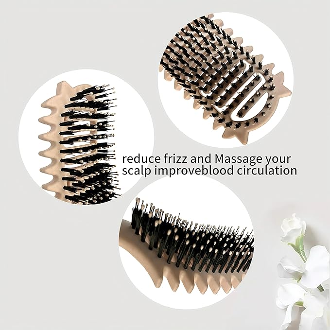 New Curl Defining Brush Ventilated Boar Bristle Hair Brush,Curl Brush For Curly Hair Wet,Curly Hair Brush For Women And Men(Green)