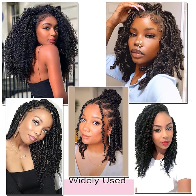 Passion Twist Hair 14 Inch 7 Packs Water Wave Crochet Hair Black Wrap Braiding Hair For Passion Twist Crochet Hair/Butterfly Locs/Spring Twist Crochet Braids Boho Hair Extension (14 Inch, T1B/30#)
