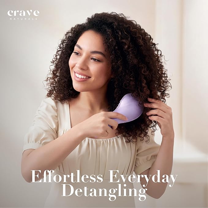 Crave Naturals Detangling Hair Brush Large Purple – Glide Thru Hair Detangler Brush for Women, Kids & Toddlers – Gentle Scalp Care, No-Pain Tangle-Free Hairbrush for All Hair Types