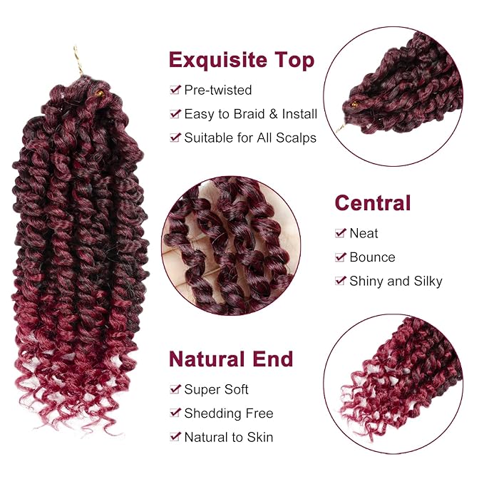 Passion Twist Hair For Kids - 8 Packs 6 Inch Passion Twist Crochet Hair For Women, Crochet Pretwisted Curly Hair Passion Twists Synthetic Braiding Hair Extensions(6 Inch 8 Packs, TBUG)