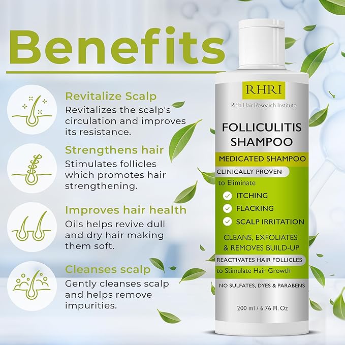 Anti Fungal Shampoo for Folliculitis, Seborrheic Dermatitis, Dandruff, Scalp Psoriasis & Itchy Dry Scalp Relief