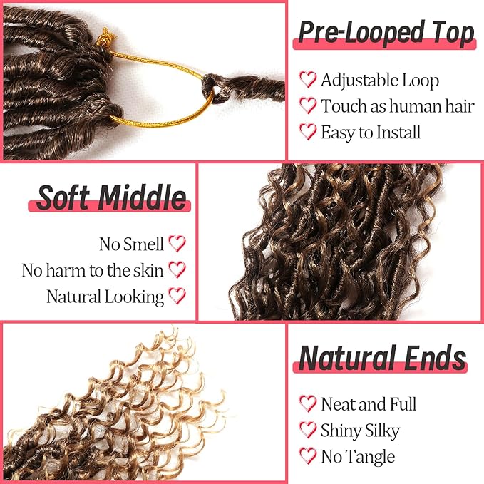 Goddess Locs Crochet Hair-24 Inch 8 Packs Boho Faux Locs Crochet Hair for Black Women Pre Looped Soft Locs with Curly Ends (T27, 24 Inch(Pack of 8))