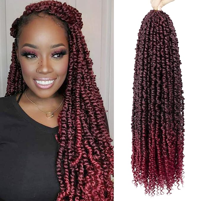 Passion Twist Hair - 8 Packs 22 Inch Passion Twist Crochet Hair For Women, Crochet Pretwisted Curly Hair Passion Twists Synthetic Braiding Hair Extensions (22 Inch 8 Packs, TBUG)