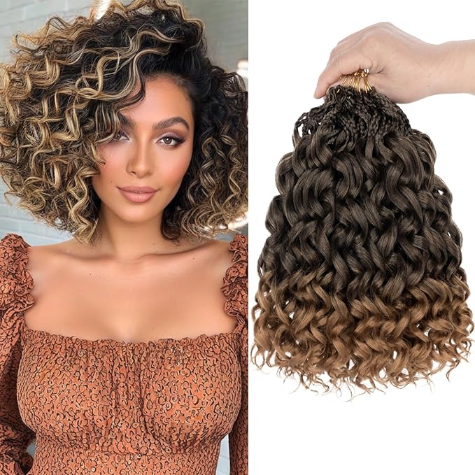 10 Inch Gogo Curl Crochet Hair Short Curly Crochet Hair Deep Wave Beach Curl Crochet hair Water Wave Curly Crochet Braids Hair Synthetic Braiding Hair Extensions for Women (16Strands/pack T27#)