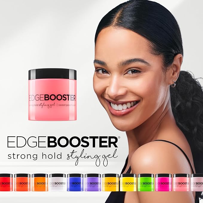 Style Factor EDGE BOOSTER® Strong Hold Styling Gel | Alcohol-Free Hair Gel with Camellia Sinensis Seed Oil for Curly, Wavy & Sleek Styles | Frizz Control, Long-Lasting and Flexible Hold (16.9oz)