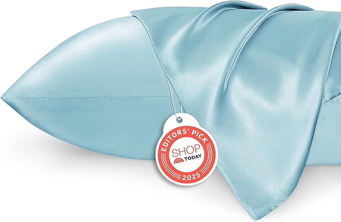 Bedsure King Size Satin Pillowcase Set of 2 - Aqua Silky Pillow Cases for Hair and Skin with Envelope Closure, Similar to Silk Pillow Cases, Gifts for Women Men, 20x36 Inches, 2pcs