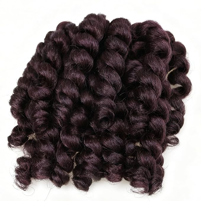 99J Short Jamaican Bounce Crochet Hair 3 Packs 2X Ringlet Wand Curl Crochet Hair 8 Inch Curly Crochet Hair Extensions Burgundy Curly Crochet Braiding Hair 100 Roots
