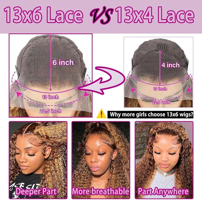 Highlight 13x6 Deep Wave Lace Front Wigs Human Hair 4/27 Ombre Curly HD Transparent Lace Frontal Wig Pre Plucked Glueless Wig human hair 210% Density Wet and Wavy Curly Wigs 18 Inch