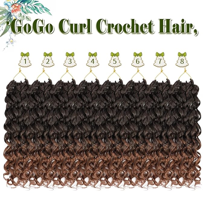 Vomella GoGo Curl Crochet Hair 8 Packs 14 Inch Curly Crochet Hair for Black Women Short Water Wave Beach Curl Synthetic Deep Twist Crochet Hair Extensions(T30#)