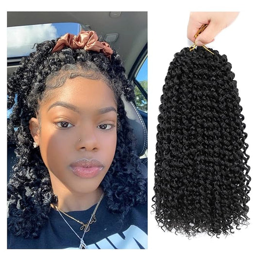 Dansama 6 Packs Passion Twist Hair Water Wave Braiding Hair for Butterfly Style Crochet Braids Bohemian Hair Extensions (12inch, #1B, Economy Pack)