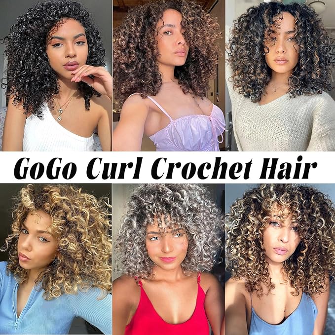 Vomella GoGo Curl Crochet Hair for Black Women 8 Packs 8 Inch Water Wave Beach Curl Synthetic Deep Twist Curly Crochet Hair Extensions T1B/4/30